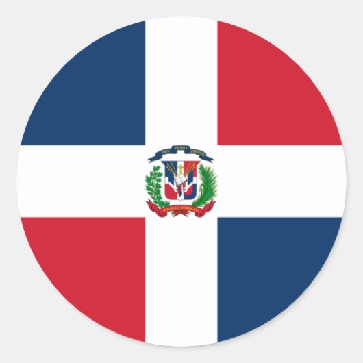 Dominicaanse Vlag, Vlag van Dominicaanse Republiek Ronde Sticker (Voorkant)
