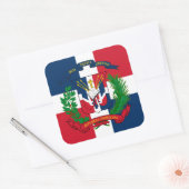 Dominicaanse Vlag & Wapen, Dominicaanse Republiek Vierkante Sticker (Envelop)