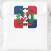Dominicaanse Vlag & Wapen, Dominicaanse Republiek Vierkante Sticker (Tas)