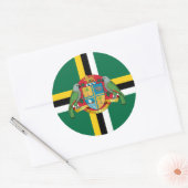 Dominicaanse Vlag & Wapen, Vlag van Dominica Ronde Sticker (Envelop)