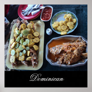 Dominicaanse voeding op strand poster