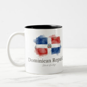 Dominicaanse Waterverf Vlag Caraïbisch Erfgoed Tweekleurige Koffiemok