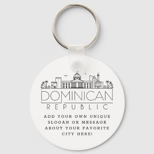 Dominican Rep Stylized Skyline | Aangepaste slogan Sleutelhanger (Voorkant)