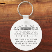 Dominican Rep Stylized Skyline | Aangepaste slogan Sleutelhanger (Voorkant)