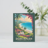 Dominican Republic Beach Illustration Travel Art Briefkaart (Staand voorkant)