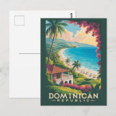 Dominican Republic Beach Illustration Travel Art Briefkaart (Voorkant / Achterkant)