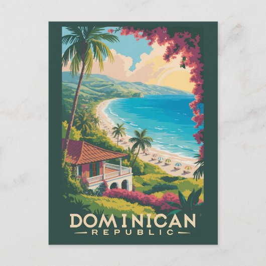 Dominican Republic Beach Illustration Travel Art Briefkaart (Voorkant)