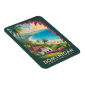 Dominican Republic Beach Illustration Travel Art Magneet (Rechterzijde)