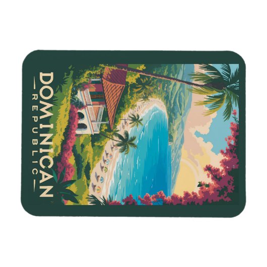 Dominican Republic Beach Illustration Travel Art Magneet (Horizontaal)