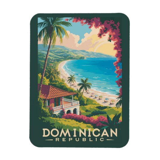 Dominican Republic Beach Illustration Travel Art Magneet (Verticaal)