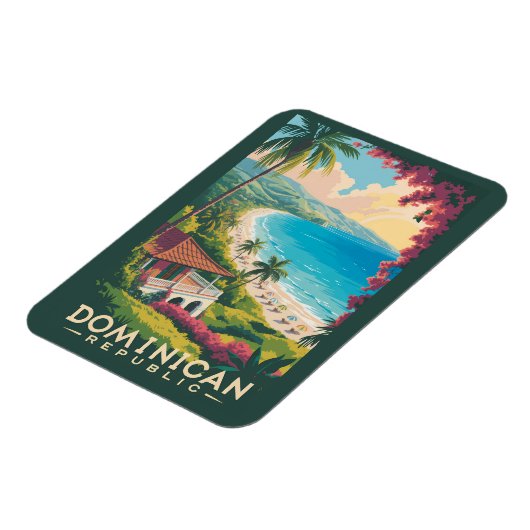 Dominican Republic Beach Illustration Travel Art Magneet (Linkerzijde)