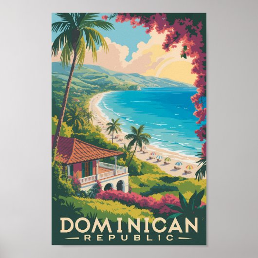Dominican Republic Beach Illustration Travel Art Poster (Voorkant)