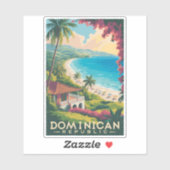 Dominican Republic Beach Illustration Travel Art Sticker (Vel)