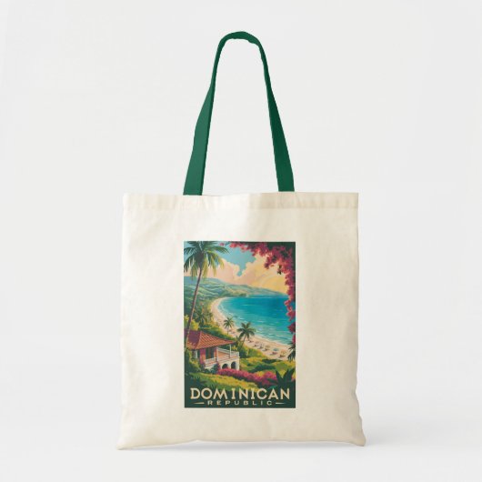 Dominican Republic Beach Illustration Travel Art Tote Bag (Voorkant)