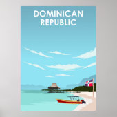Dominican Republic Caribbean Illustration Travel Poster (Voorkant)