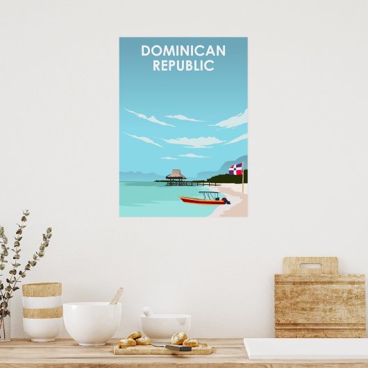 Dominican Republic Caribbean Illustration Travel Poster (Keuken)