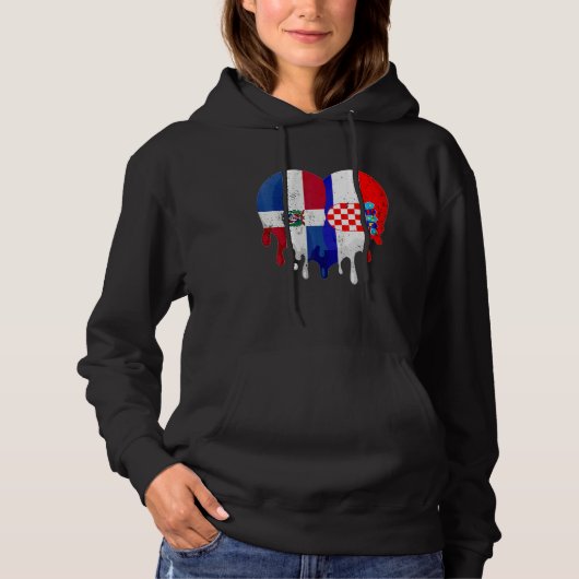 Dominican Republic Croatia Flag Heart Citizen Patr Hoodie (Voorkant)
