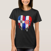 Dominican Republic Croatia Flag Heart Citizen Patr T-shirt (Voorkant)