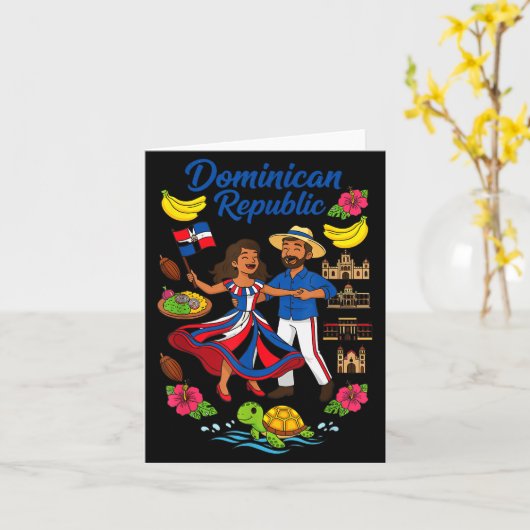 Dominican Republic Culture Dancing Travel  Kaart (Gele Bloem)