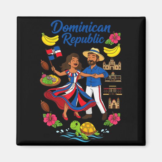 Dominican Republic Culture Dancing Travel Magneet (Voorkant)