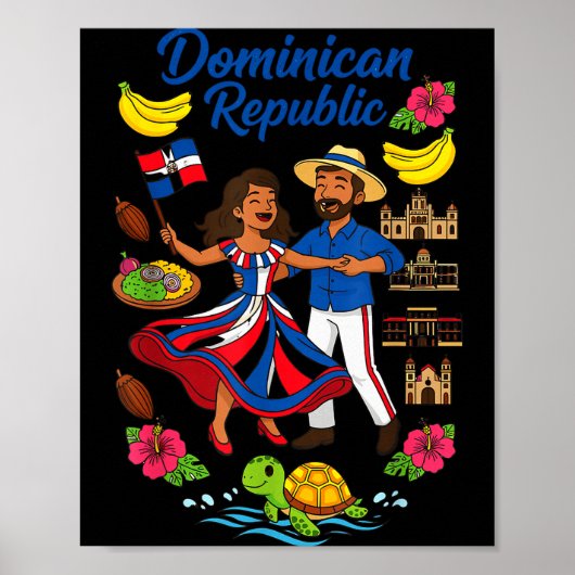 Dominican Republic Culture Dancing Travel  Poster (Voorkant)