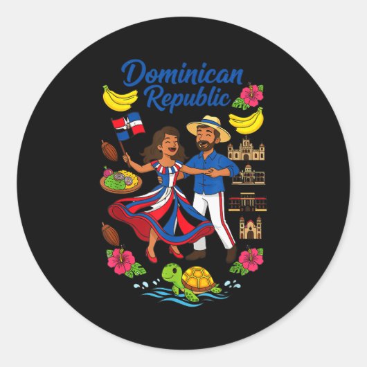 Dominican Republic Culture Dancing Travel  Ronde Sticker (Voorkant)