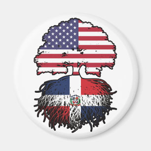Dominican Republic Dominican American USA Tree Magneet