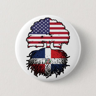 Dominican Republic Dominican American USA Tree Ronde Button 5,7 Cm