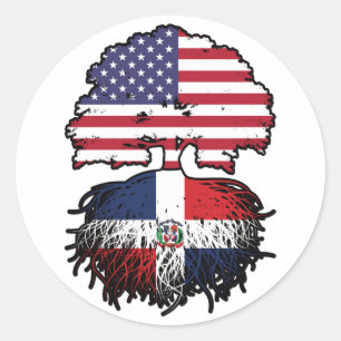 Dominican Republic Dominican American USA Tree Ronde Sticker