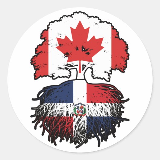Dominican Republic Dominican Canadian Canada Tree Ronde Sticker (Voorkant)