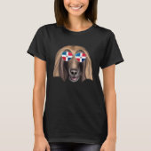 Dominican Republic Flag Afghan Hound Dog Pocket T-shirt (Voorkant)
