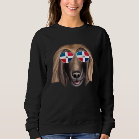 Dominican Republic Flag Afghan Hound Dog Pocket Trui (Voorkant)