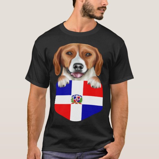 Dominican Republic Flag American Foxhound Dog In P T-shirt (Voorkant)