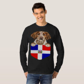 Dominican Republic Flag Brittany Dog In Pocket T-shirt (Voorkant volledig)