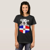 Dominican Republic Flag Dalmatian Dog In Pocket T-shirt (Voorkant volledig)