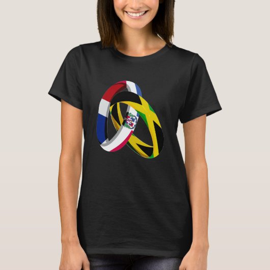 Dominican Republic Flag Jamaica Grown Ring Marriag T-shirt (Voorkant)