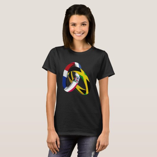 Dominican Republic Flag Jamaica Grown Ring Marriag T-shirt (Voorkant volledig)