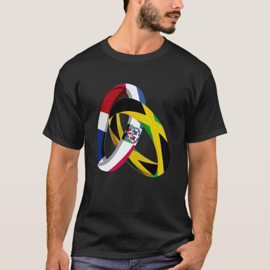Dominican Republic Flag Jamaica Grown Ring Marriag T-shirt (Voorkant)