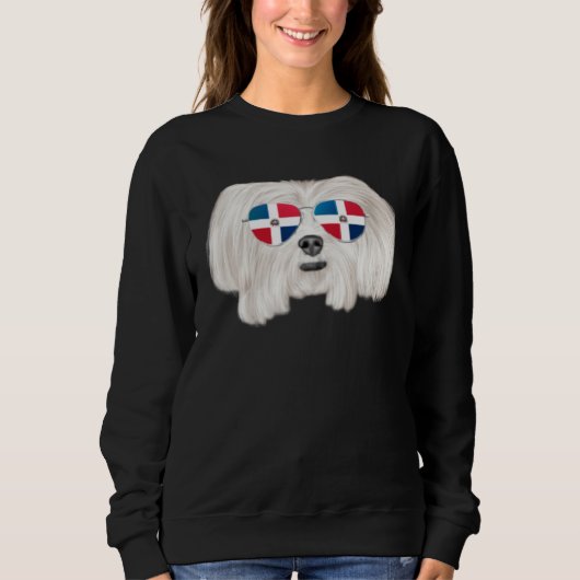 Dominican Republic Flag Maltese Dog Pocket Trui (Voorkant)