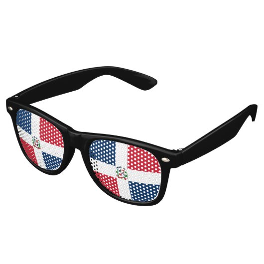 Dominican Republic flag party Sunglasses Retro Zonnebril (Gekanteld)