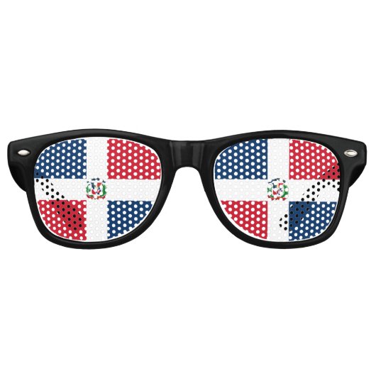 Dominican Republic flag party Sunglasses Retro Zonnebril (Voorkant)