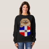 Dominican Republic Flag Pomeranian Dog In Pocket Trui (Voorkant volledig)