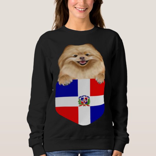 Dominican Republic Flag Pomeranian Dog In Pocket Trui (Voorkant)
