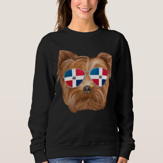 Dominican Republic Flag Yorkshire Terrier Dog Pock Trui (Voorkant)