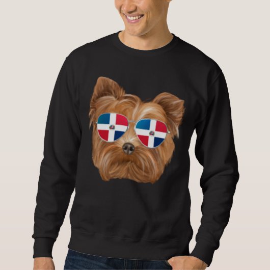 Dominican Republic Flag Yorkshire Terrier Dog Pock Trui (Voorkant)