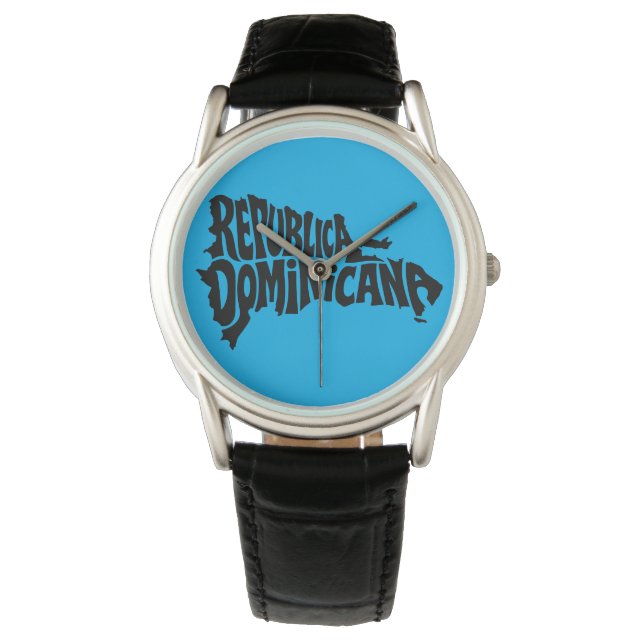 Dominican Republic Map Typography Watch Horloge (Voorkant)