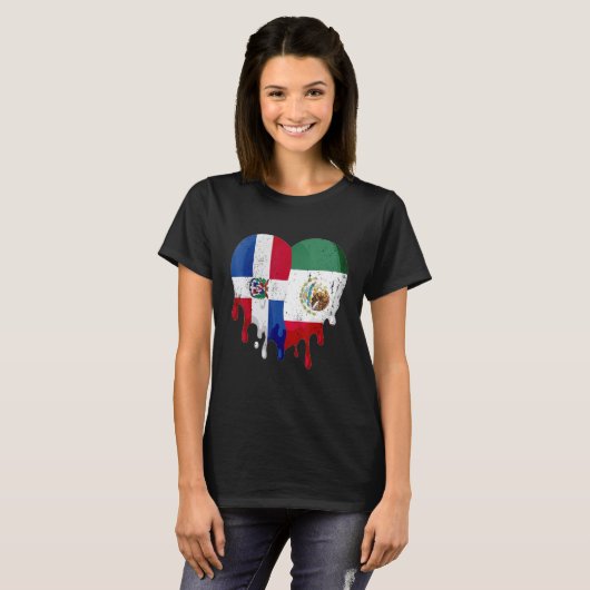 Dominican Republic Mexico Flag Heart Citizen Patri T-shirt (Voorkant volledig)