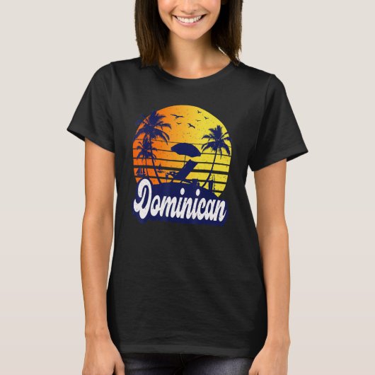 Dominican Republic Sunset Beach Retro T-shirt (Voorkant)