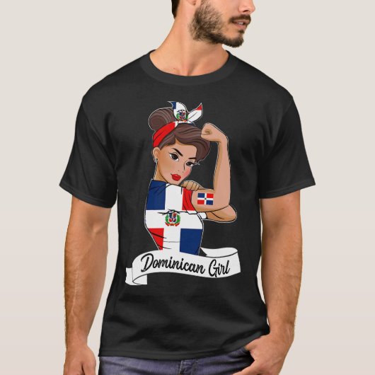 Dominicana Girl Flag RD Dominicaanse Republiek P T-shirt (Voorkant)