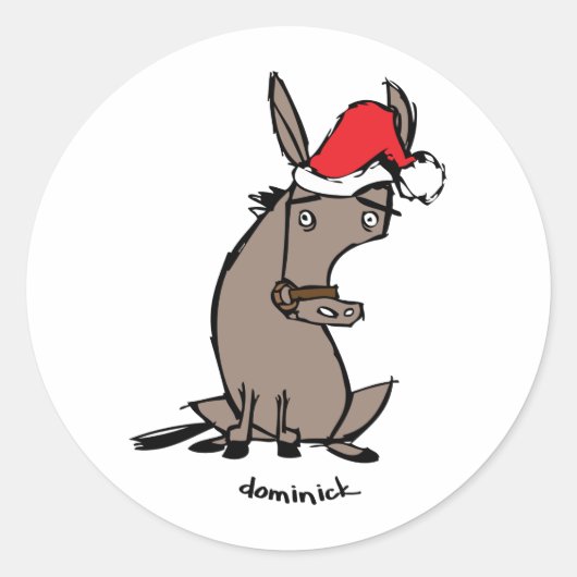 Dominick de Donkey Ronde Sticker (Voorkant)